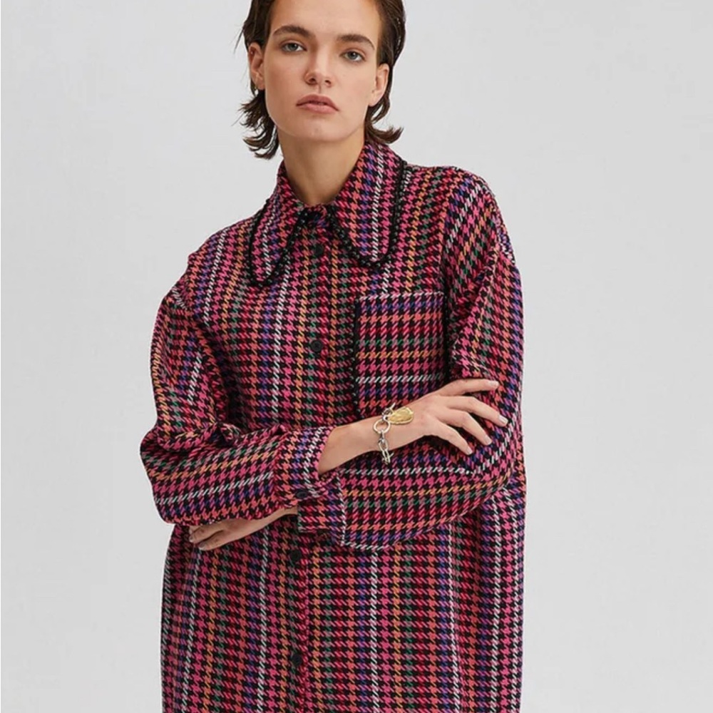 Stylish Houndstooth Women's Jacket
